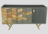Gfine Sideboard with three doors made of solid mango wood and iron 137x45x73cm